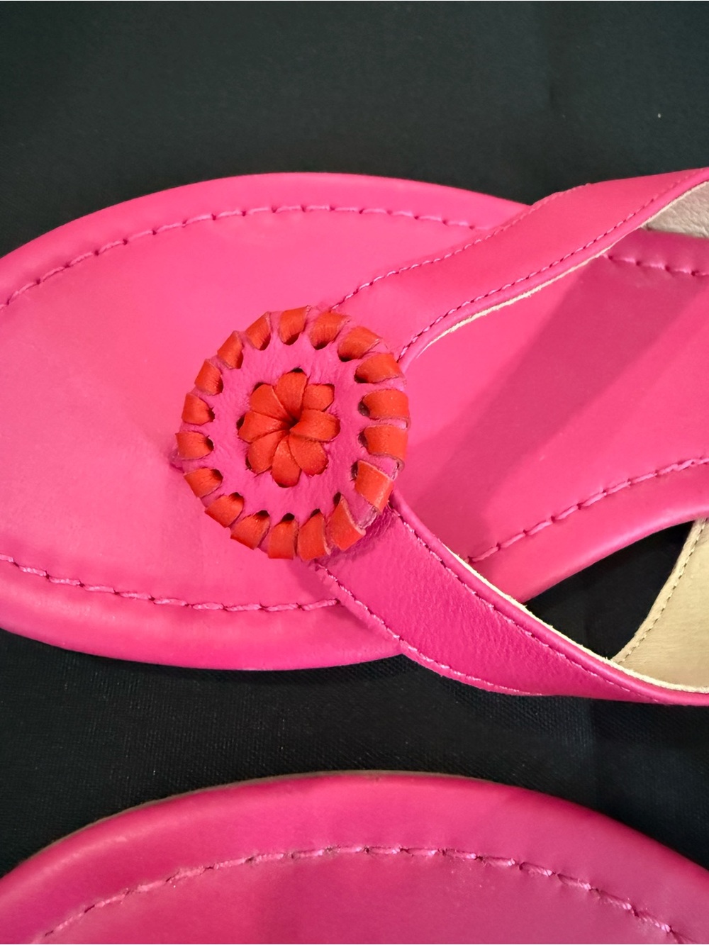 New Jack Rogers Hot Pink Leather Thong Sandals size 10 - Picture 5 of 7